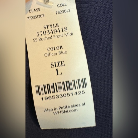 White House Black Market short sleeved v-neck dress with ruched front large NEW - Picture 4 of 4